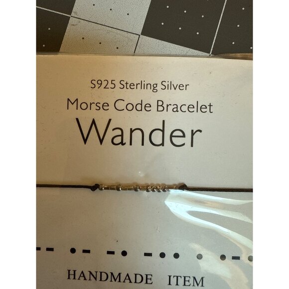 S925 Sterling Silver Morse Code Bracelet "Wander" Handmade Adjustable Gift Ready - Picture 2 of 5